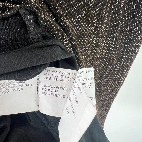 MNG Mango Metallic Gold Black Long Sleeve Mini Dress Size XS EUC W2572 - Picture 9 of 13